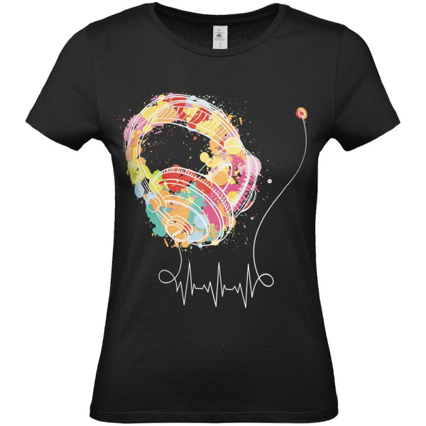 Футболка женская Feel The Beat, черная, S–XXL