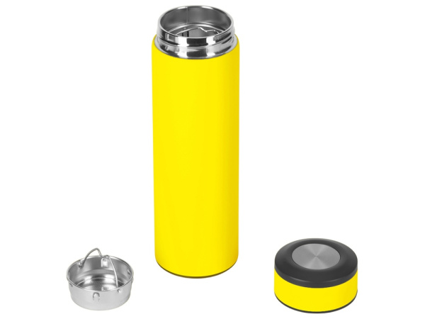 Вакуумный термос «Vacuum Flask C1», soft touch, 420мл, Цвет желтый/черный/серебристый