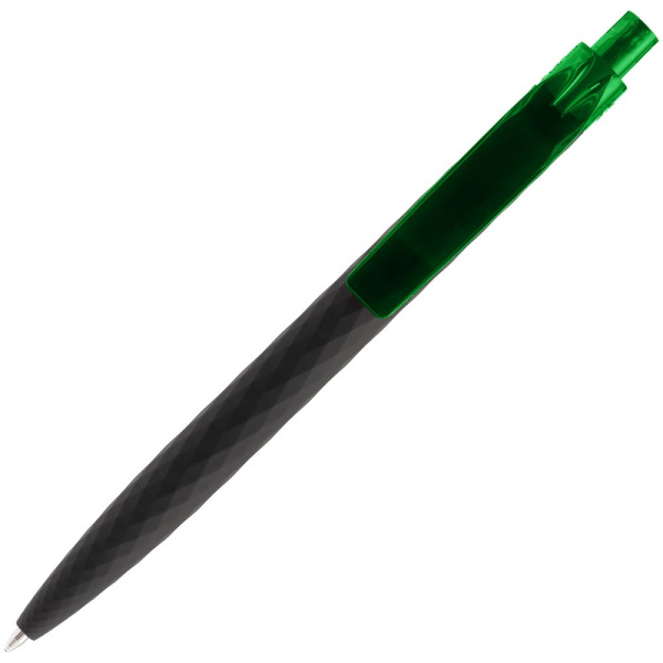 Ручка шариковая Prodir QS01 PRT-T Soft Touch, черная с зеленым, 14х1 см