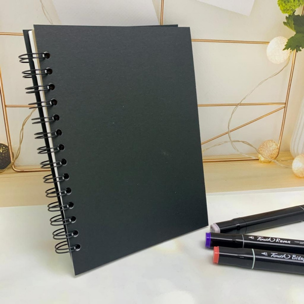 Скетчбук блокнот с плотными листами "Sketchbook" 5 видов бумаги (белая, клетка, чёрная, крафтовая, в