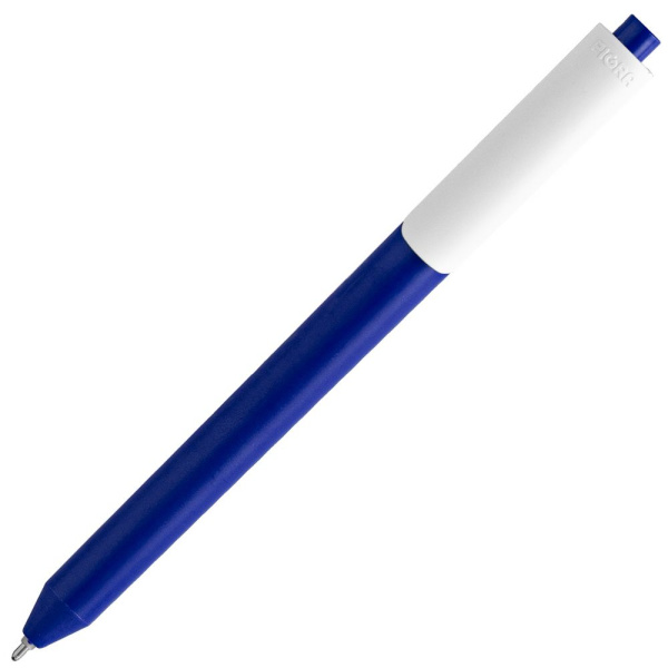 Ручка шариковая Pigra P03 Mat, темно-синяя с белым, 14x1,1 см