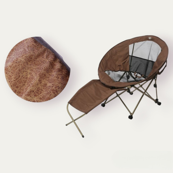 Кресло шезлонг с подставкой для ног, коричневое / Портативное круглое кемпинговое кресло