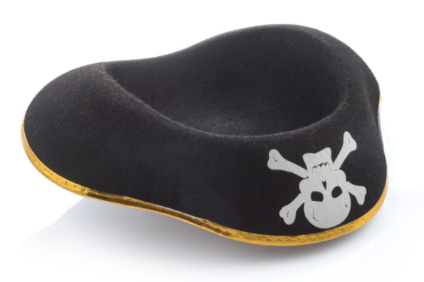 Шляпа пирата Взрослый размер (о/г 56-58 см). Окантовка серебро