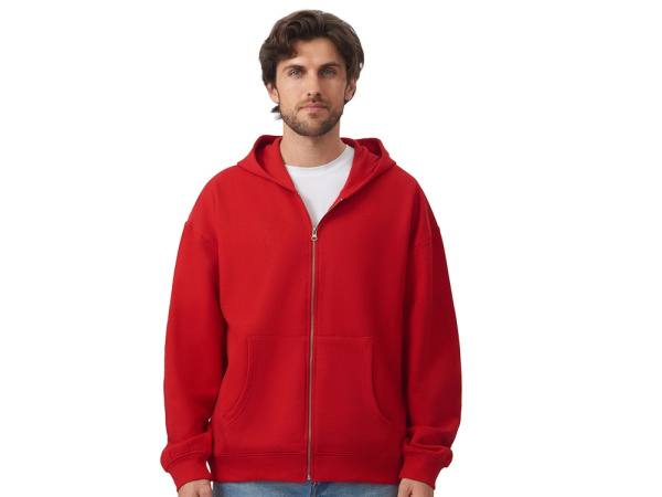 Толстовка оверсайз с капюшоном на молнии «Monaco», Размер XL-2XL, Цвет красный