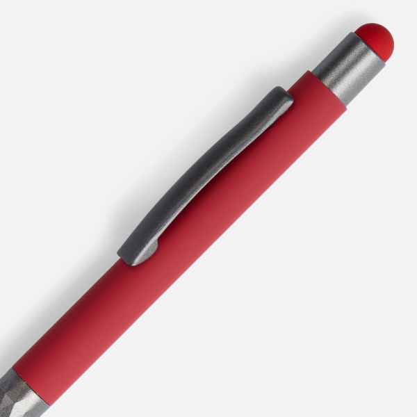 Ручка шариковая Digit Soft Touch со стилусом, красная, 14,5х1 см