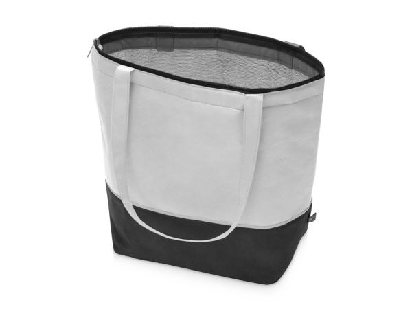 Сумка-холодильник Reviver с длинными ручками из нетканого переработанного материала RPET, Цвет белый/черный