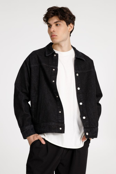 Куртка джинсовая O1, черная, XS–4XL
