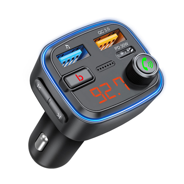FM-трансмиттер Wave Pro, QC/PD, LED, 48Вт, ENC, Bass boost, Цвет черный