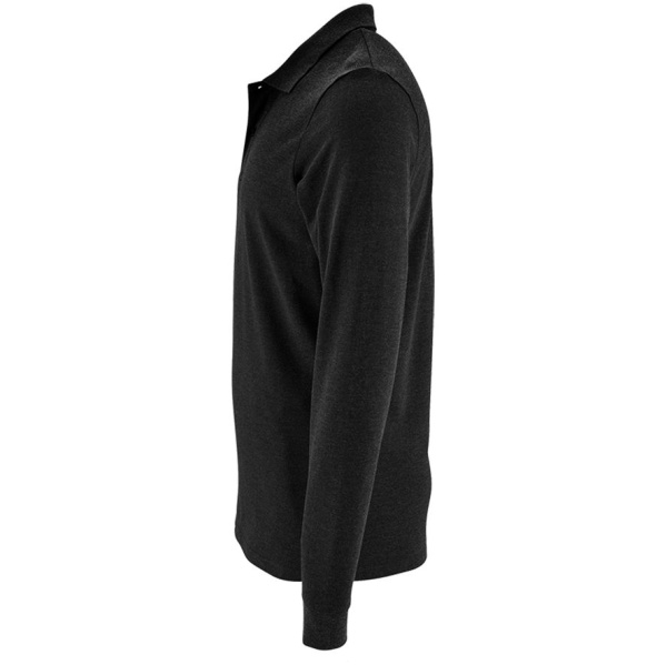 Рубашка поло мужская с длинным рукавом Perfect LSL Men, черный меланж, S–3XL