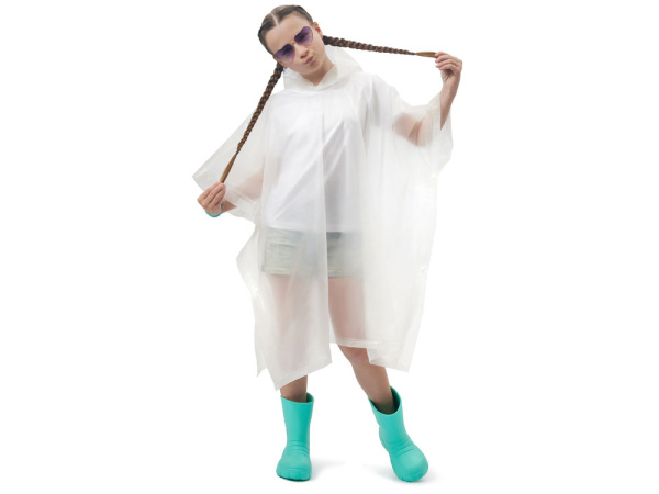 Пончо «Hawaii» c чехлом детский, Размер 8-14, Цвет белый