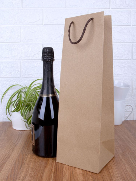 Пакет под бутылку Vindemia, крафт, 12х11,2х38 см