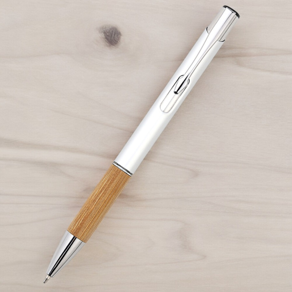 Ручка металлическая Вайли / Ручка представительского класса с бамбуковыми вставками