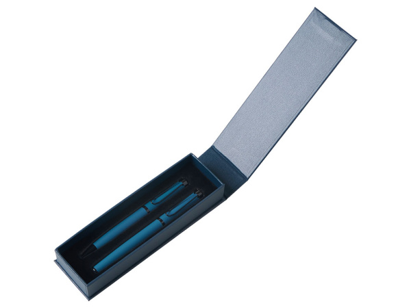 Подарочный набор из 2-х ручек «Black Lama» soft-touch, Цвет темно-синий