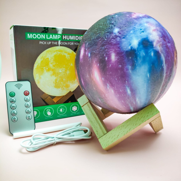 Увлажнитель (аромадиффузор) воздуха Moon Lamp Humidifier с функцией ночника, 1500ml, USB Белая (без 