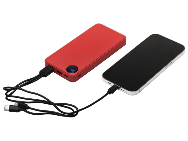 Внешний аккумулятор «Mild», металлик soft-touch, 10 000 mAh, Цвет красный