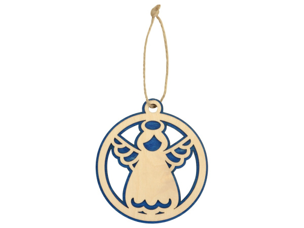 Подвеска «Новогодний ангел», Цвет натуральный/синий