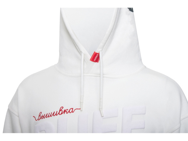 Худи оверсайз «Alpha.01» унисекс, с миксом видов нанесения, Размер XS-S, Цвет молочный