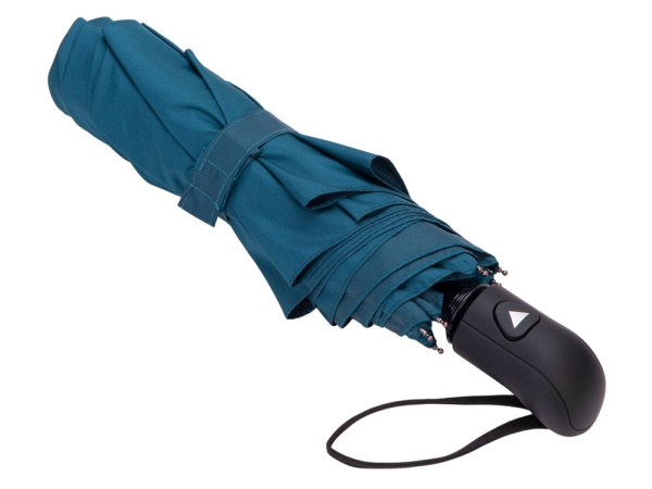 Зонт-полуавтомат складной «Roof» с куполом из переработанного пластика, Цвет морская волна