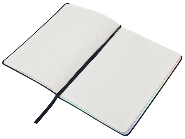 Блокнот А5 в гибкой обложке «Fellini» с голографическим срезом, Цвет темно-синий