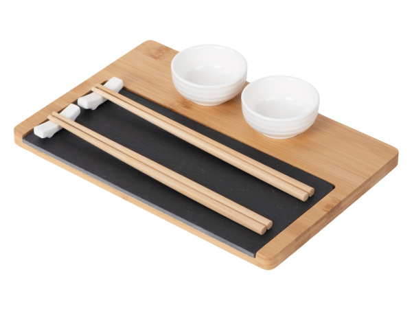Набор для суши со сланцевой доской «Maki», Цвет черный, коричневый, белый