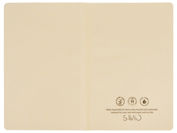 Блокнот А5 из переработанного тростника и RPET «Adiantum», Цвет синий/бежевый