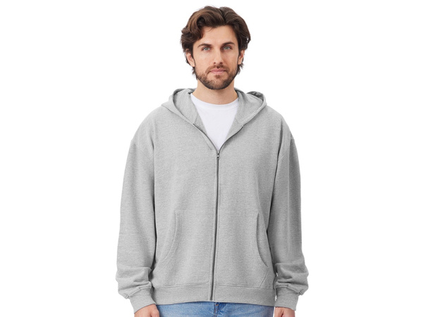 Толстовка оверсайз с капюшоном на молнии «Monaco», Размер XL-2XL, Цвет серый меланж