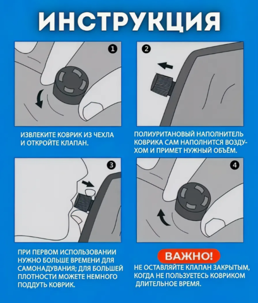 Матрас самонадувающийся одноместный 180х65х3см. / Коврик надувной туристический