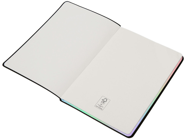 Блокнот А5 в гибкой обложке «Fellini» с голографическим срезом, Цвет черный