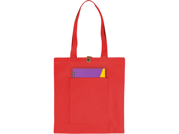 Cумка «Clip» из хлопка 340 г/м2 с застежкой из экокожи, Цвет красный