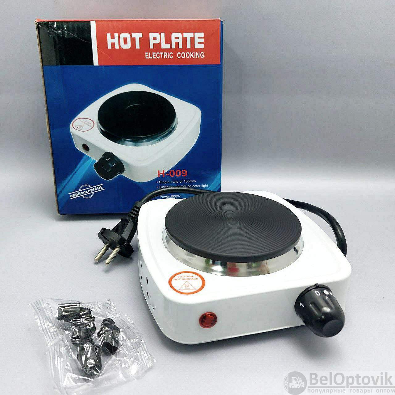 Электрическая настольная плита (одноконфорочная) HOT PLATE H-009 (220V,  500W, световой индикатор, 5 уровней мощности) (арт: TDA-4226) от 399 ₽  рублей оптом в Москве