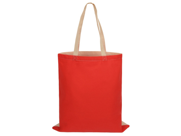 Сумка для шопинга «Twin» двухцветная из хлопка, 180 г/м2, Цвет красный/натуральный