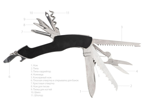 Мультитул-складной нож «Demi» 11-в-1, Цвет черный