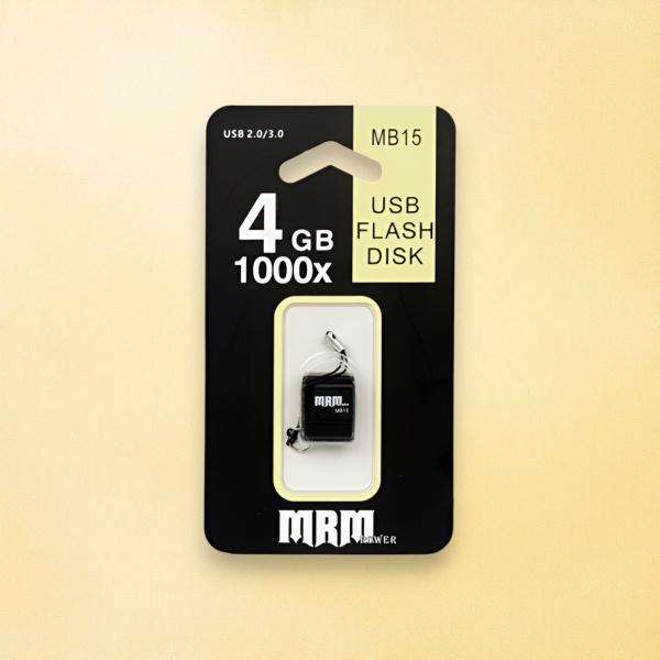 USB-накопитель MRM MB15, пластиковый, 4 ГБ, 10 Мб/с, USB 2.0/3.0, черный / Компактность и надежность для ваших данных