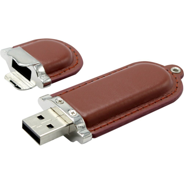 USB накопитель (флешка) Business коричневая кожа, 16 Гб