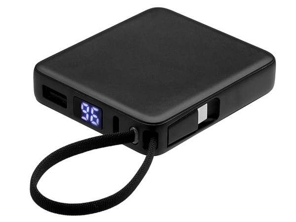 Внешний аккумулятор со встроенным кабелем USB-C «Дэнси», 5000 мАч, Цвет черный