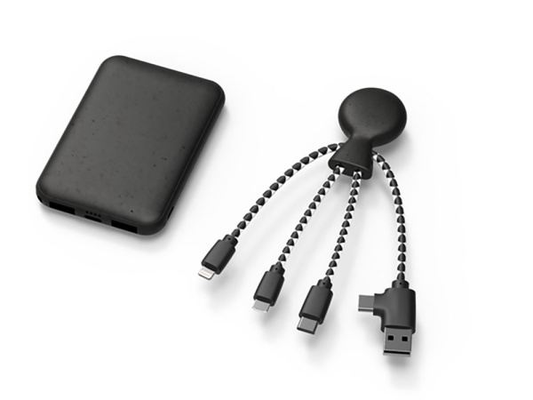 Внешний аккумулятор «BioPack» c кабелем «Mr. Bio», 5000 mAh, Цвет черный
