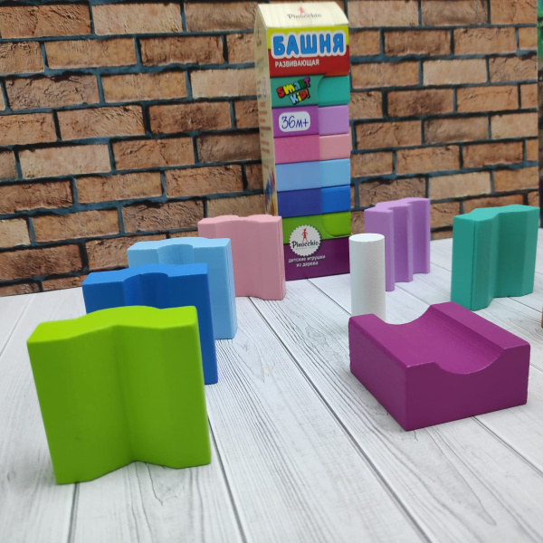 Развивающая пирамидка - головоломка Smart Kid "Башня" (10 деталей). Экологически чистое дерево 3+