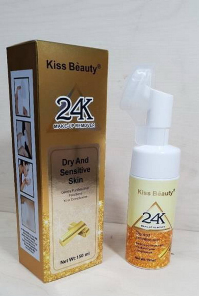 Пенка для умывания Kiss Beauty 24k со щёточкой, 150 ml