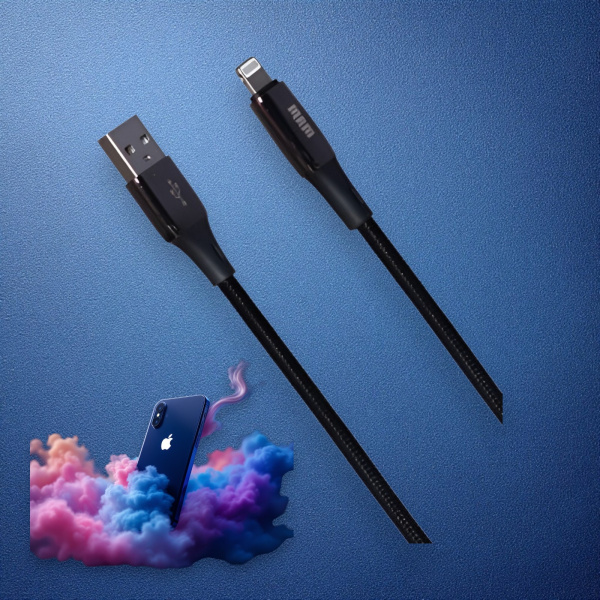 Кабель USB MRM MR84i USB-Lightning, длина 1000мм, ток 5А, черный / Быстрая зарядка и надежная передача данных