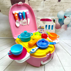 Детский игровой набор Рюкзак "Моя профессия" чемоданчик - стол Кухня (юный повар)