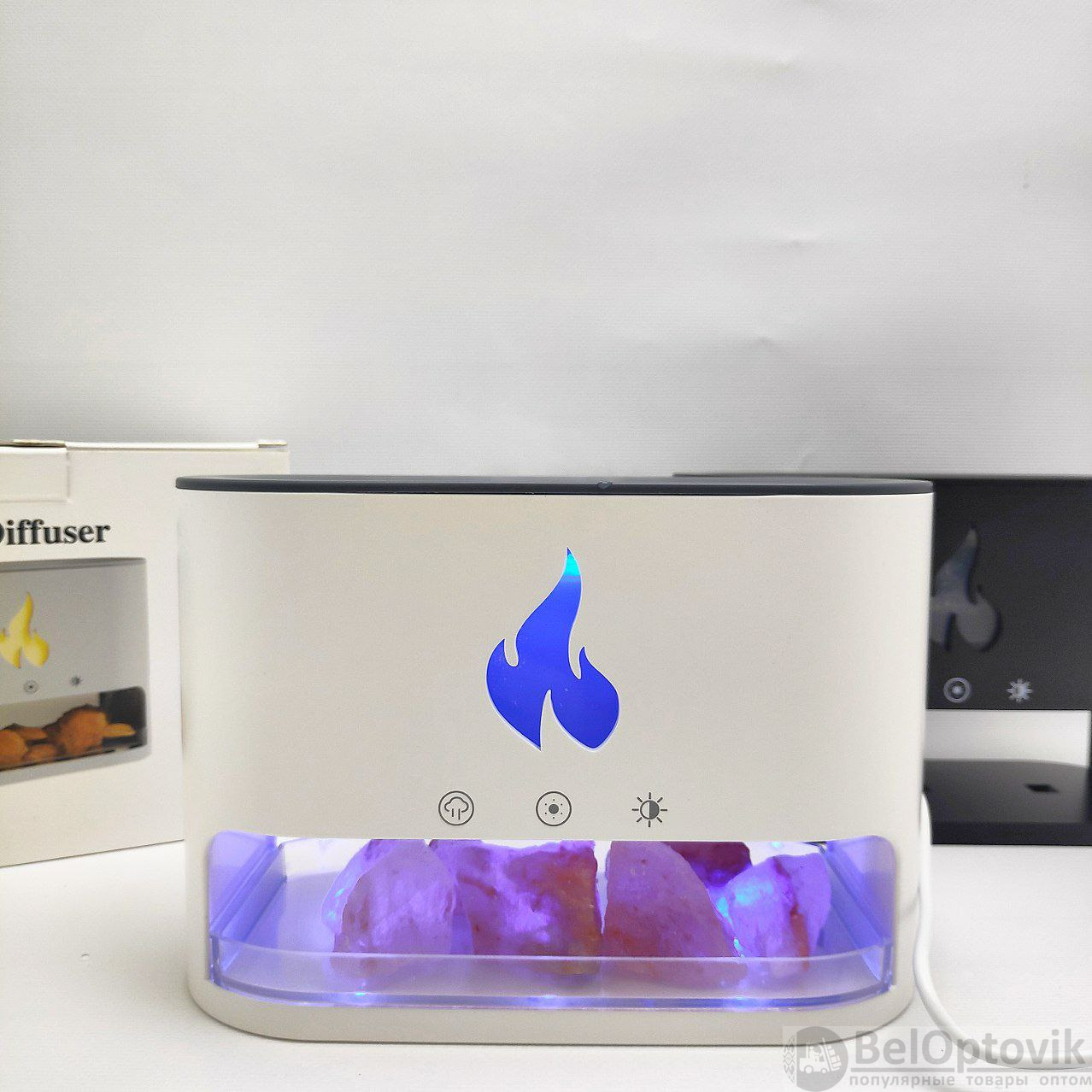 Аромадиффузор - ночник с эффектом камина Aroma Diffuser Touch Panel Version (4 вида подсветки, камни из гималайской соли, таймер)