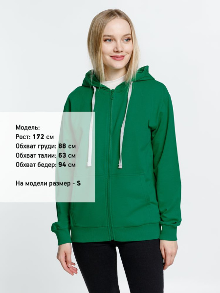 Толстовка на молнии с капюшоном Siverga, зеленая, XS–4XL