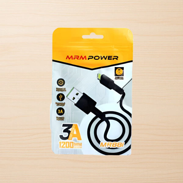 Кабель USB MRM MR88i силиконовый USB-Lightning, длина 1200мм, ток 3А, белый / Прочный и гибкий дизайн для надежной зарядки и передачи данных