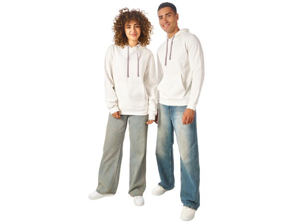 Толстовка "Stream" с капюшоном, унисекс, Размер 2XL, Цвет белый(молочный)/серый