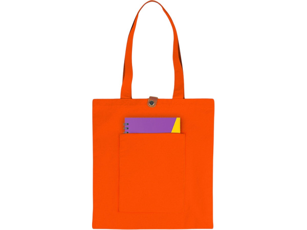 Cумка «Clip» из хлопка 340 г/м2 с застежкой из экокожи, Цвет оранжевый