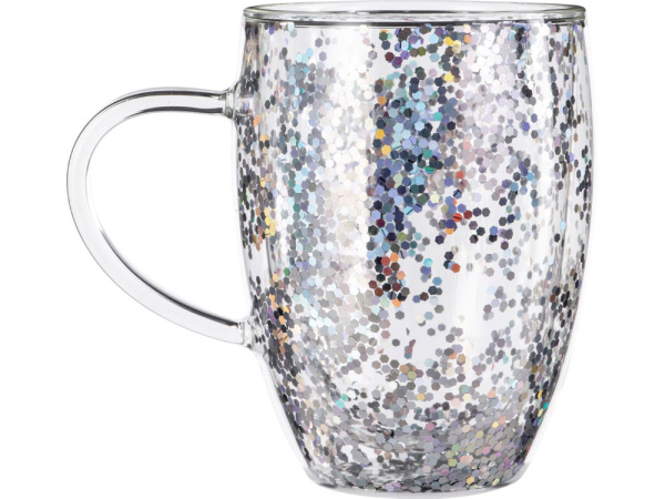 Кружка с двойными стенками с блестками «Festival», Цвет прозрачный/серебристый