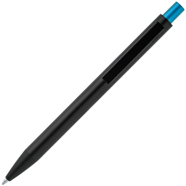 Ручка шариковая Chromatic, черная с голубым, 14,2х1 см