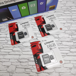 Карта памяти 16GB microSDHC (Kingston 10 класс+SD адаптер) (Копия)