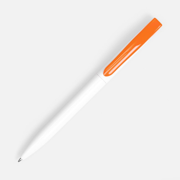Ручка шариковая Pin, белая с оранжевым, 14,5х1,0 см