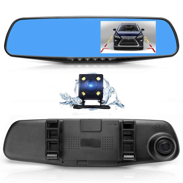 Видеорегистратор зеркало HD Touch Dual Lens Driving Recorder, сенсорный экран, с камерой заднего обз